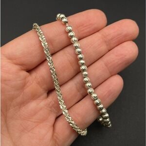 Sterling Silver Bracelet Stack Bundle Twist Chain Beaded Chain Lot